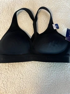 NWT Champion BLACK Moderate Support Low Cut Sports Bra, US Sz large - Picture 1 of 6