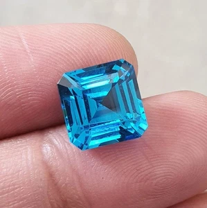 AAA Flawless 10 Ct Vietnam Blue Color Spinel Loose Asscher Cut Gemstone Natural - Picture 1 of 6