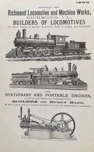 1890 Richmond Locomotive & Machine Works Virginia Print Ad Railroad - Picture 1 of 4