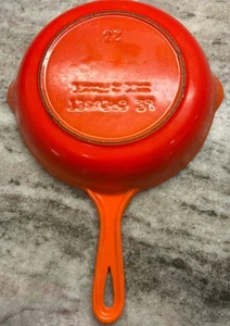 Early Le Creuset #23 Cast Iron Skillet Flame Orange Enameled 9" Frying Pan R34 - Picture 1 of 12