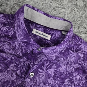 Camisa hawaiana Tommy Bahama para hombre grande púrpura manga corta botón frontal seda - Imagen 1 de 7