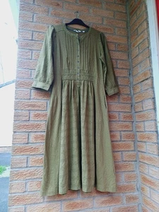 White Stuff Women’s Long Sleeve Jersey Round Neck Dress in Khaki Green Size 12 - Picture 1 of 13