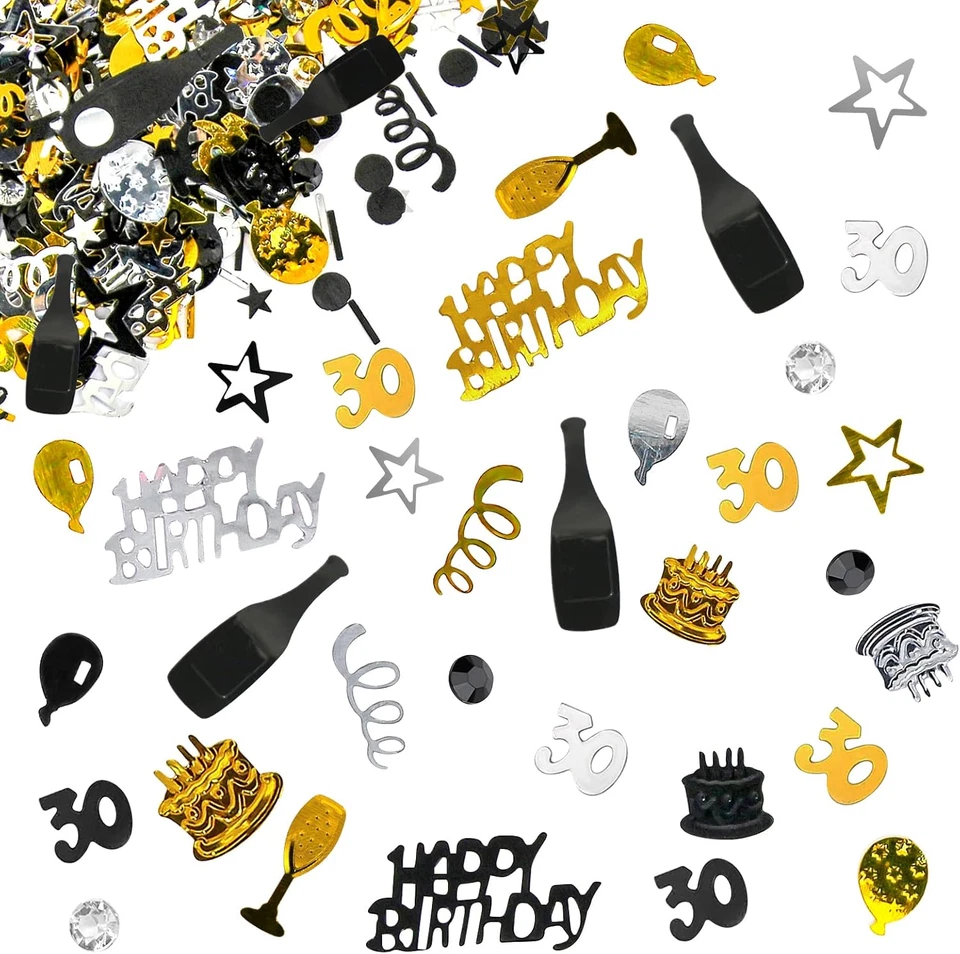 Confeti Feliz 30 Cumpleaños - 100G / 3.53Oz Número 30 Mesa Dispersión - Metálico Foto 1 de 4
