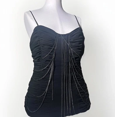 Camiseta sin mangas vintage Cache Top para mujer 10 corsé mediano Bustier de metal acanalado negra Y2K Foto 1 de 4