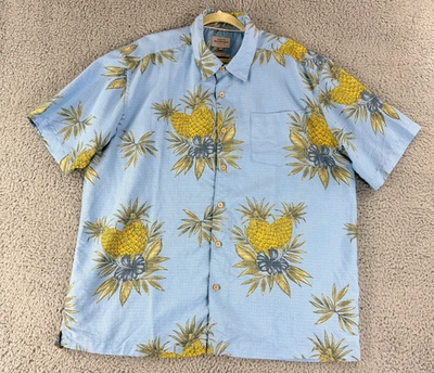 Camisa con botones Quiksilver Waterman para hombre talla XXL azul piña ajuste cómodo SS Foto 1 de 4