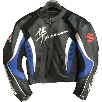 Chaqueta de cuero para moto Suzuki Hayabusa chaqueta de cuero deportiva para carreras Foto 1 de 4