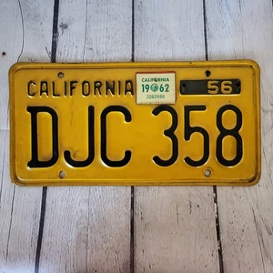 VINTAGE 1956 CALIFORNIA LICENSE PLATE DJC 358 - Picture 1 of 10