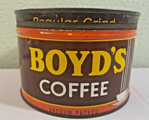 VINTAGE Boyd's Coffee Tin - 1 Pound Variety - EMPTY - NICE! - Picture 1 of 8