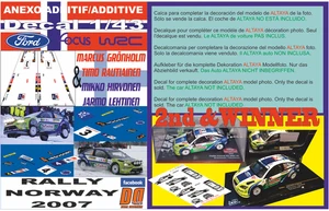 ANEXO DECAL 1/43 FORD FOCUS GRONHOLM & HIRVONEN R. NORWAY 2007 2nd & WINNER (01) - Picture 1 of 1