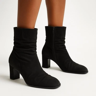 Botines Prada negros de tela elástica 9,5 minimalistas tacón bloque cremallera italiano lux Foto 1 de 4