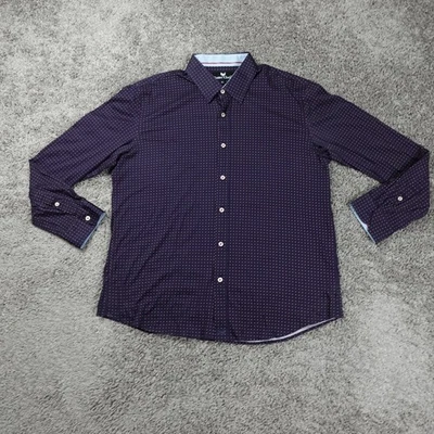 Buttercloth Shirt Mens Extra Large Button Up Long Sleeve Blue Cotton Polka Dot - Image 1 of 4