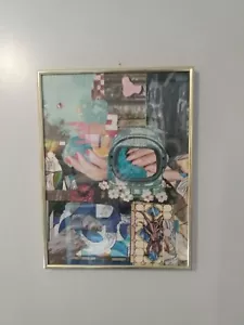 Abstract Collage Original Art Jonathan Raslavsky Framed Connecticut Artist 2022 - Picture 1 of 5