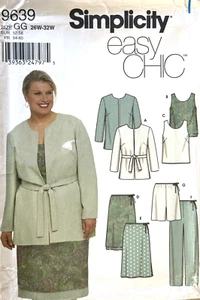 Chaqueta para mujer Simplicity, top, falda, pantalones, pantalones cortos patrón 9639 26W-32W SIN CORTAR - Imagen 1 de 2