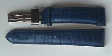 19mm Genuine Leather Watch Strap (KRUG BAUMEN) (Tank Style) Clasp Blue