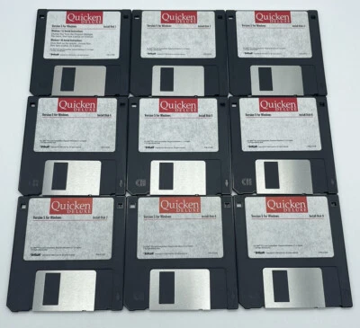Intuit Quicken Deluxe Version 5 for Windows 1995 3.5” Floppy Discs 1-9 RARE - Image 1 of 3