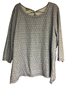 T by Talbots Women's 3X Twist Back Top Polka Dot Cotton Blend Knit Blue Stretch - Picture 1 of 11