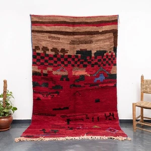 5×8 (160x260 cm) Handmade Moroccan Boujaad Area Rug Abstract Berber Carpet - Picture 1 of 10