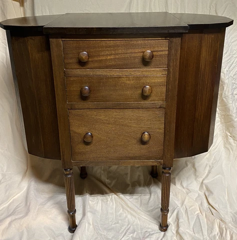 Vintage Antique  Martha Washington Sewing Thread Storage Cabinet Table Cover