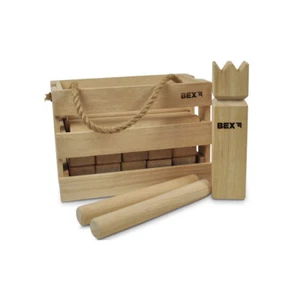 Kubb Spiel Gummibaum in Holzkiste Wikingerschach Outdoor Garten Schwedenschach - Bild 1 von 2