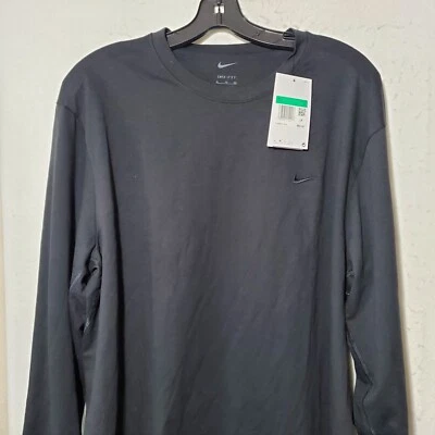Camisa de corrida Nike masculina XL preta manga longa gola redonda treinamento Dri-Fit nova com etiquetas  - Imagem 1 de 4