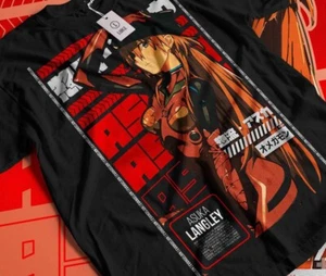 Asuka T-shirt Neon Genesis Evangelion Kawai Anime Black Shirt All Size - Picture 1 of 10