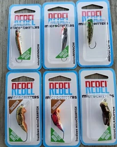 Lot Of (6) Rebel Micro Lures(All Different Colors & 4 Different Bodies) Nice Set - Picture 1 of 19