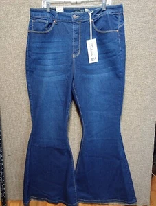 FASHION 2 LOVE Bell Bottom High Waist Flared Bootleg Jeans SIZE 22 - Picture 1 of 12