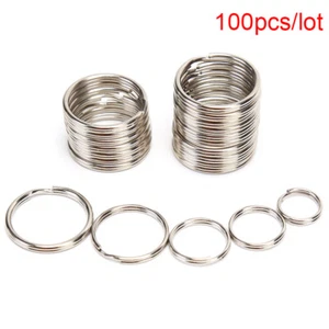 100X/lot Key Rings DIY Metal Key Holder Split Rings Hoop Metal Loop Keychain SG - Picture 1 of 17