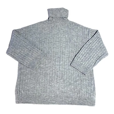 HM Sweater Mens S Gray Rib Knit Pullover Turtleneck Boxy Minimalist Knitwear - Image 1 of 4