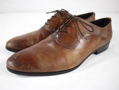Мужские кожаные туфли Aldo 10 Oxford платье с плоским носком искусственно состаренные коричневые - Изображение 1 из 4