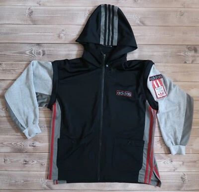Vintage Adidas Y2K Jacket Hood Zip Three Stipes, Men`s Size M - Image 1 of 4