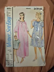 Vintage Advance Pattern #3345~Nightgown/Shortie Set~SZ M/Bust 34"-36"~PC - Picture 1 of 5