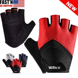 Bike Cycling Gloves Padded Half Finger Anti-Slip Breathable MTB Bicycle Gloves - Picture 1 of 14