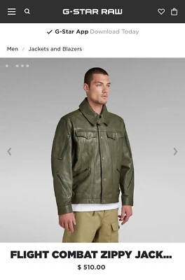 G STAR RAW Soft Green Leather Jacket Military Motorcycle M - Image 1 of 4
