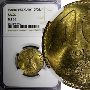 Hungary 1983 BP 10 Forint  NGC MS65 GEM BU  KM# 636 (030) - Picture 1 of 5