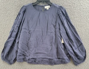 Velvet by Graham & Spencer Leila Pleated Sleeve Top Women's S Steel Long Sleeve - Picture 1 of 15