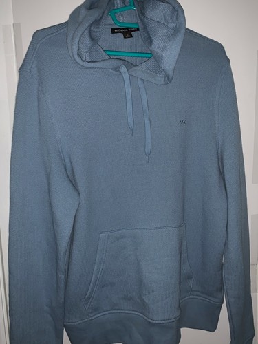 MICHAEL KORS FELPA CON CAPPUCCIO UOMO MICHEAL KORS BLU CHIARO PULL OVER TAGLIA M NUOVA CON ETICHETTE $118 RETAL