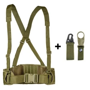Tactical Molle Belt Waist Girdle with Shoulder Strap Hunting Belt Pouch Hook - Picture 1 of 29