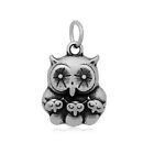 Stainless Steel Owl Mama 3 Baby Owlets Bead Drop Charm Small Pendant W/ Jumpring