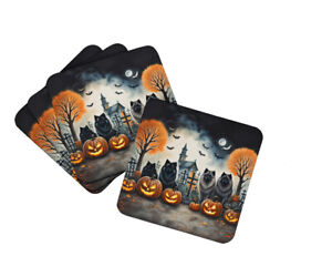 Keeshond Spooky Halloween Foam Coaster Set of 4 Dac2045Fc