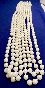 Mardi Gras Bead Very Long Necklaces Lot of 3 Pearl & Purple 48 Inch New Orleans - Picture 1 of 4