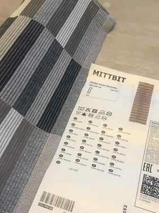 Ikea Mittbit Table Runner 35X130cm Taupe Brown Cream Black Grey Stripe Ribbed - Picture 1 of 12