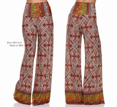 Новый женщин США J UP складной ржавчины TRIBAL шелковистый богемное PALAZZO брюки S M L JUP - Изображение 1 из 4