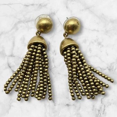 J. Pendientes Crew Borla Tono Dorado Cepillado Firmado 2" Foto 1 de 4