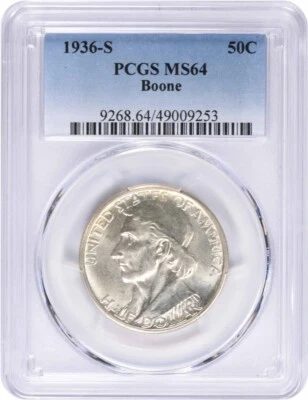 Boone Commemorative Silver Half Dollar 1936-S MS64 PCGS - Image 1 of 2