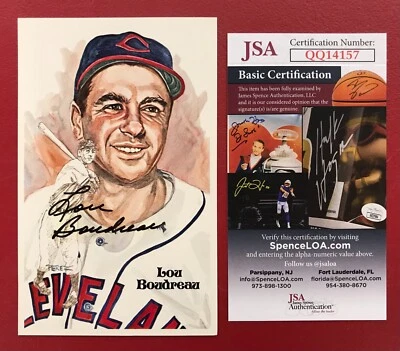 Lou Boudreau Signed Perez-Steele Postcard JSA Certified HOF Cleveland Indians! - Image 1 of 4