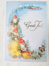 Nordic Christmas Card - Gnomes out in winter - Swedish Norwegian Nisse Tomte