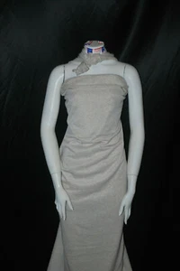 Linen sweatshirt Fleece Knit fabric Linen Recycled poly oatmeal color by yard - Picture 1 of 7