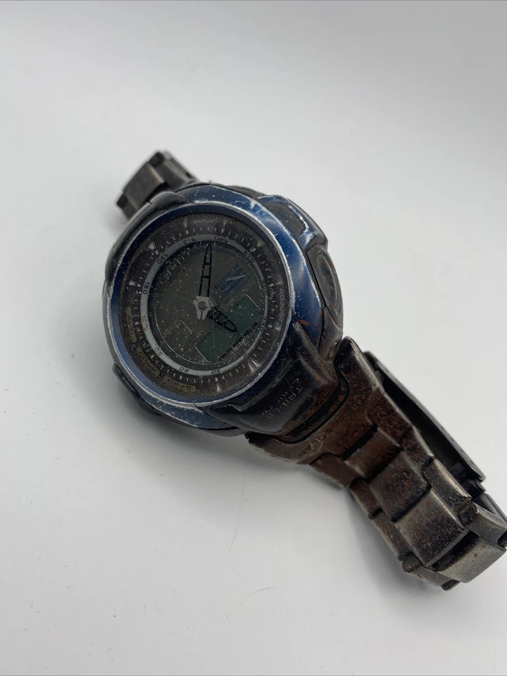 Reloj Casio Hombre Protrek Resistente Solar Triple Sensor 2767 PRG-60T NO Funcionando Piezas Foto 1 de 1