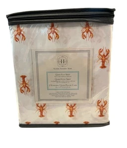 Walking Lobster Modern Southern Home Queen Sheet Set New Cottage Ocean Staycatio - Picture 1 of 6
